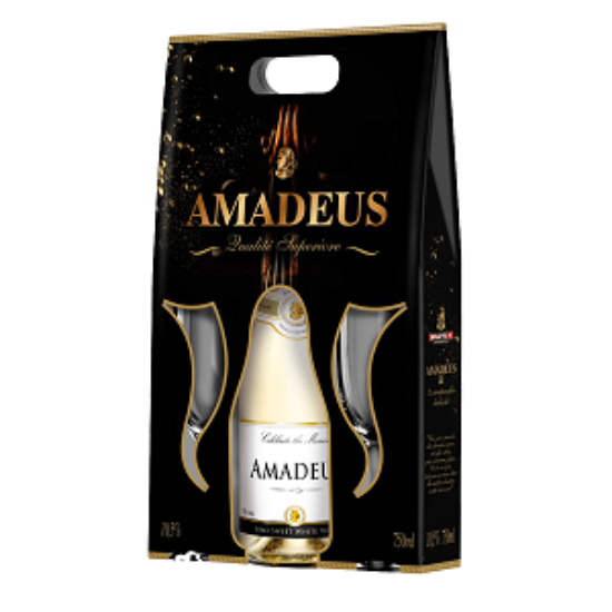Picture of Sparkling Wine Amadeus White in gift box with 2 champagne glasses 10.5% Alc. 0.75L (Case=6)